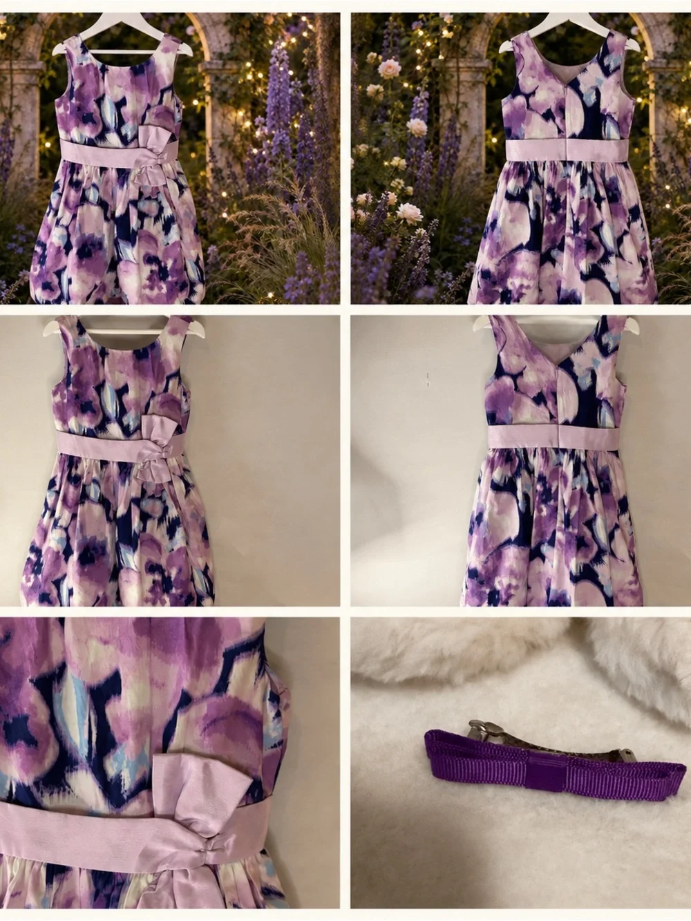 Bonnie Jean 3T Floral Formal Dress Bow EUC